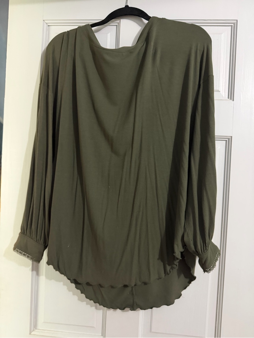 Free People Olive Green Long Sleeve Blouse